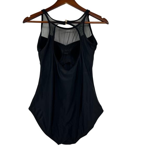 Swimsuits for all solid black one piece swimsuit bathing suit mesh upper size 10 - Picture 1 of 8